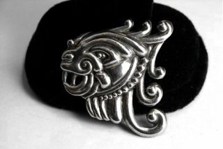 Early Gerardo Lopez Taxco Dragon Pin 980 Silver Higher Than Sterling