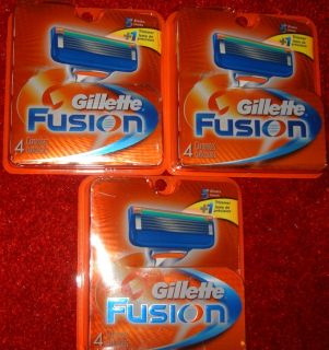 12 Gillette Fusion Refill Blades 3 Packs of 4 Auth or Your Money Back