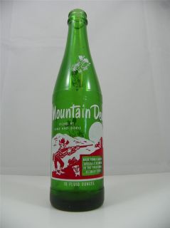  65 Hillbilly Mountain Dew Soda Pop Bottle Gene Doris Green Glass 10oz