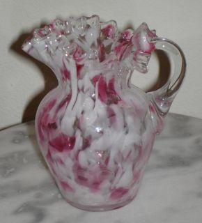 Phoenix Art Glass White Opalescent Coinspot Creamer