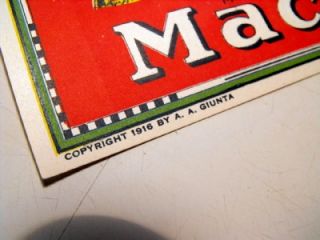 Vintage Italian Grocery Store Macaroni Labels 6x9 inches Display as