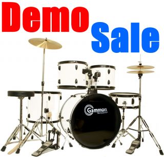  DENT 5 Piece WHITE DRUM SET with Cymbals & Stands GAMMON DEMO 2ND SALE