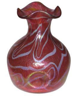 Bohemian Kralik Loetz Lotz Red Silver Glass Gourd Vase