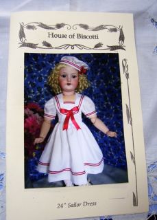 Sailor Dress Pattern for 24 Antique Bisque Doll