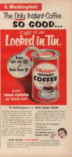 1954 G George Washington Instant Coffee 50s Advertising Ad