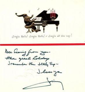 Jimmy Durante Signed Christmas x mas Card sent to Douglas Fairbanks Jr