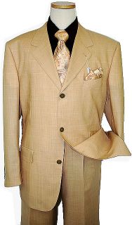 NWT Giorgio Sanetti Peach Cream Window Wool Suit Sz 42L