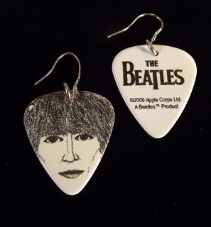George Harrison The Beatles Guitar Earings Silver Loop
