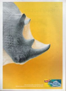 Glad Forceflex Rhino Rhinoceros 2005 Magazine Print Ad M