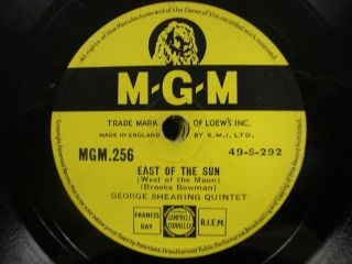 George Shearing Quintet East of The Sun 78 RPM Record