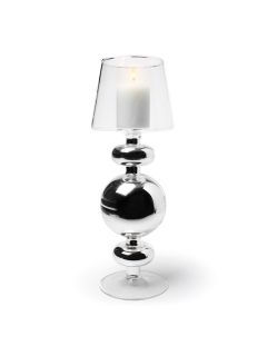 11 Glass Silver Ball Pillar Candle Holder Table Lamp w Clear Shade