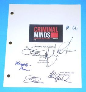 Criminal Minds Pilot Script rpt Extreme Aggresor Signed Matthew Gray