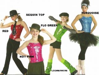 Anything Goes Sequin Top or Leg Warmers Only Dance Costume Color