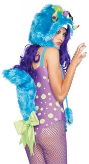 Ladies Flirty Gerty Rave Monster Costume w fur hood tail New Size