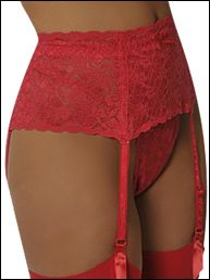 Lace Waist Cincher Garter Belt Suspender w G String Plus Size Red 1x
