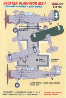 Kora Decals 1 72 Lithuanian Gloster Gladiator w Prop