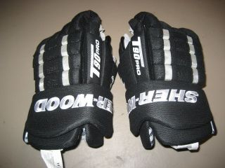 New Sherwood T90 Nylon Pro Senior Ice Hockey Gloves Size 14 Black RBK