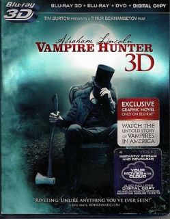 Abraham Lincoln Vampire Hunter Blu Ray DVD 2012 3 Disc Set Includes