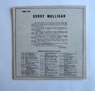 Gerry Mulligans Too All Stars Prestige Records George Wallington 10
