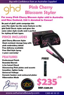 ghd PINK CHERRY BLOSSOM Hair Straightener Gold MK5 + Heat Proof Carry