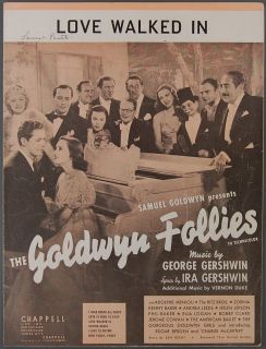 Love Walked in Goldwyn Follies Gershwin Kenny Baker 38 Sheet Music