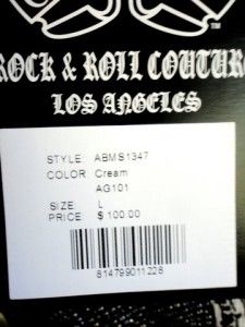 NWT AMAL GUESSOUS A&G ROCKN ROLL COUTURE WHITE MEN SKULL SEXY SWEATER