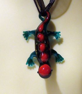Murano art glass necklace, clever Gaudi lizard