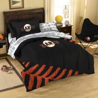 5pcs Licensed MLB SF Giants Applique Team Logo Comforter Bed in a bag
