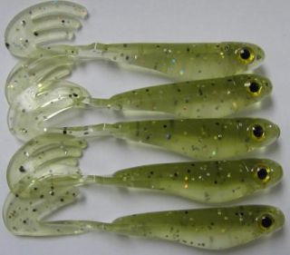 Hand Made 3.5 Swim Bait Green Olive Shad A Rig Baits 5 PACK