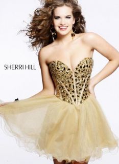 Sherri Hill 1403 Gold Size 2. BRAND NEW FLAWLESS Homecoming Dress