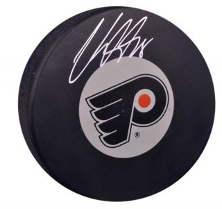 Claude Giroux Signed Logo Puck Philadelphia Flyers JSA Certified