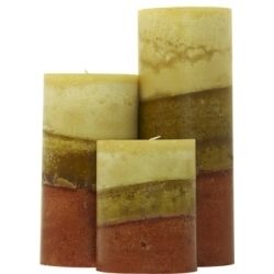GOOSE Creek Tri Colored Pillar Candle Southern Cotton Scent Pick Size