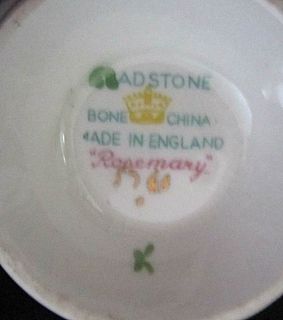 Gladstone #5740 Bone China Rosemary Yellow,Pink,Grey Roses Teacup