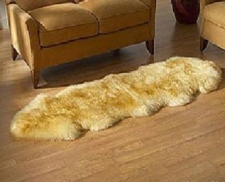 Genuine Goldy Sheepskin Double Rug Long Wool Natural 2P New