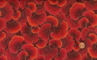 Kona Bay Scarlet Ginkgo Foliage Quilt Fabric