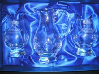 Macallan Scotch Whisky Glencairn Iona Water Jug Two Glass Boxed Set