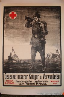 c1918 ORIGINAL VINTAGE pre  NAZI GERMAN WW1 POSTER LINEN DEUTSCHE