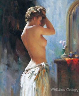  High Quality Portrait Oil Painting Girl in The Mirror 24x36inch