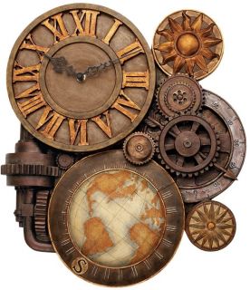 Steampunk Global Industrial Gears Bold Roman Numeral Timepiece Wall