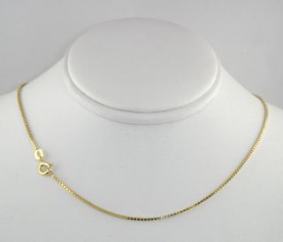 14k Solid Yellow Gold Box Link Chain Necklace 1 2mm 24