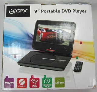 GPX 9 INCH PORTABLE DVD PLAYER PD901B SWIVEL SCREEN RECHARGEABLE