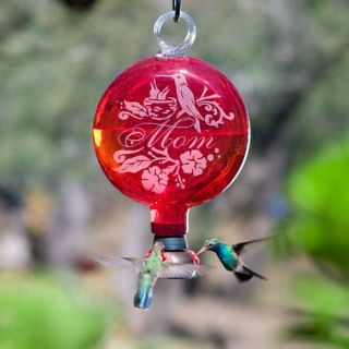 Sundrop Mom Red Blown Glass Hummingbird Feeder Parasol