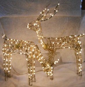 Grapevine Animated Feed Doe & Buck Reindeer Light Up Christmas Yard