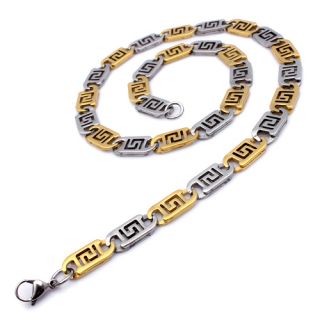 Stainless Steel Cool Silver Gold Bar Chinese Linking Mens Necklace 20