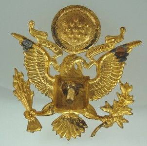 vtg gold world war ii u s army officer eagle military hat badge pin