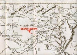 Shenandoah Valley Grand Caverns Brochure Map 1930S