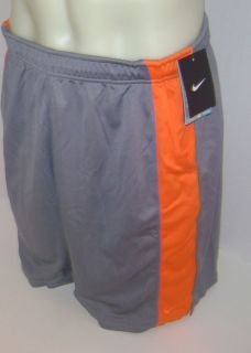 New Nike Mens Dri Fit Stay Cool Power Tennis Shorts Gray Orange