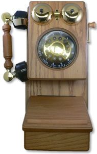 Golden Eagle Wooden Wood Wall Crank Telephone Phone Oak Vintage