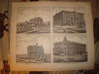 Sterling Great Bend Kansas Antique Print w College