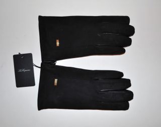  COPAINS MEN BLACK LEATHER SUEDE CASHMERE LINING GLOVES 9.5 $150 ITALY